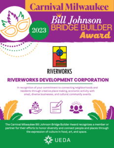 Bill Johnson Bridge Builder Award image, Riverworks Development Corporation logo